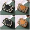 Printing Canvas Coin Purse Pu Leather Short Style Wallet Portable Houndstooth Zipper Purse  Outdoor