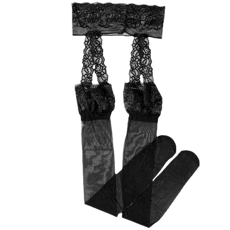 Sexy Black Ultra-Thin Thigh-High Stockings with Garter – Tempting and Elegant for Spring/Summer.