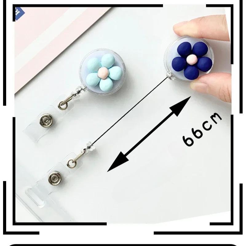 Женский милый цветок выдвижной значок катушка для удостоверения личности шнурок для имени белый воротник держатель для бейджа катушки брелок держатель для карт аксессуары