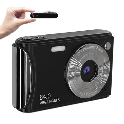 Удобная для начинающих 4K 64-мегапиксельная цифровая камера с 18-кратным цифровым зумом, идеально подходит для влогинга, отправки фотографий на смартфон и автофокусировки. Компактный,