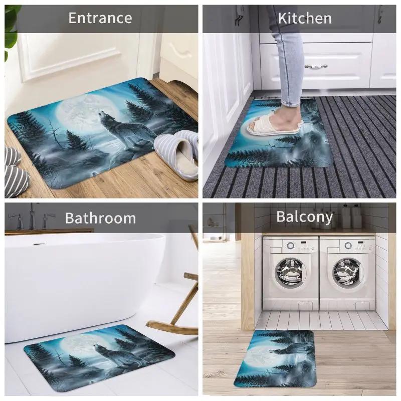 Животное Волк Передний Пол Входной Коврик Внутренний Кухня Ванная Комната Придверный Коврик Спальня Ковер Коврик