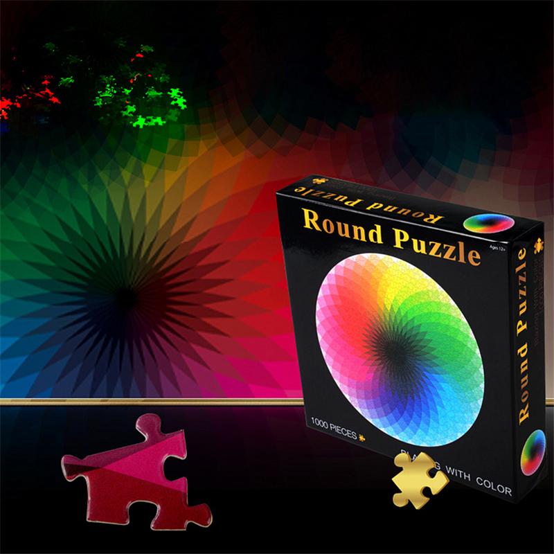 Diy Educational Toy Puzzles 1000 Pieces/Set Of Colorful Rainbow Circular Geometry Puzzles