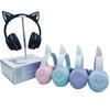 Светящиеся беспроводные Bluetooth-наушники с градиентом и кошачьими ушками – Складные и спортивные