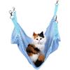 HEEPDD Гамак для клетки кошки, Летняя дышащая сетчатая подвесная кровать, Мягкая подкладка для отдыха и сна домашних животных, для кошек, котят, хорьков, кроликов, мелких животных(Синий Л)