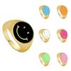 Многоцветная эмаль, круглые кольца с улыбкой для женщин, индивидуальность, регулируемое отверстие, улыбающееся лицо, кольца, модные ювелирные изделия, подарок