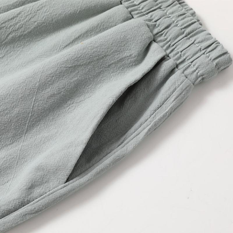 Men's Cotton Linen Trousers Summer Trousers Beach Trousers Drawstring Stretch Straight Trousers Comfortable Breathable Casual Daily Casual Trousers