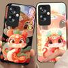 Новый мультяшный змейка для Oppo A79 5G 58 78 74 60 4G Reno 11F Realme GT 6 11 Note 50 10 C55 X2 Закаленное стекло Черный чехол для телефона