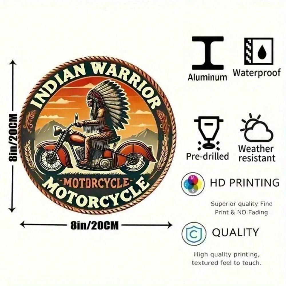 \Винтажная металлическая вывеска Indian Motorcycle - Круглая 12 дюймов, Рустикальное настенное искусство для гаража, бара, паба\
