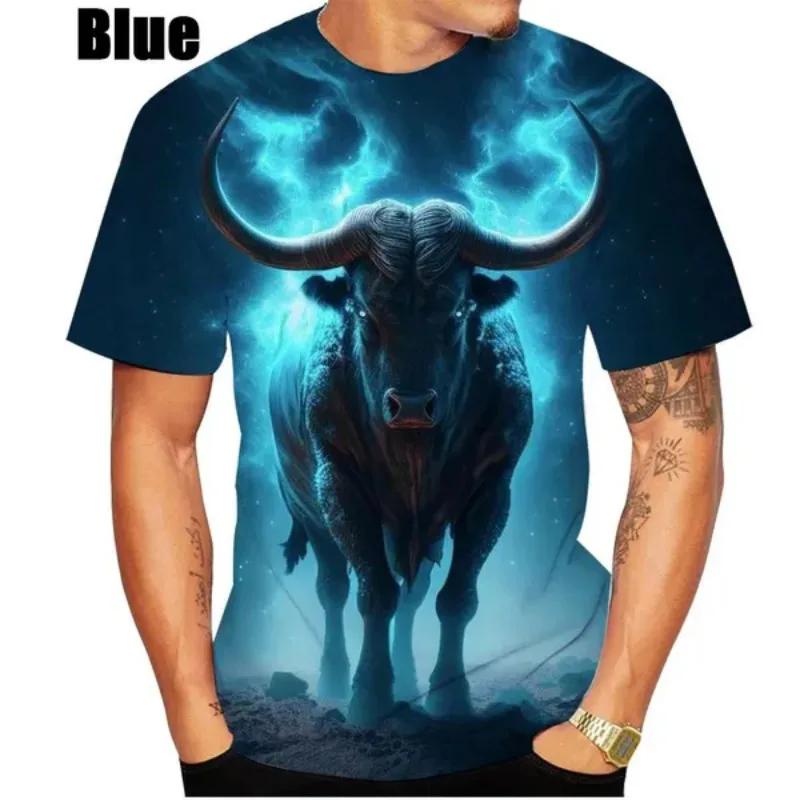 Футболка Bull 3DPrinted Casual, мужская одежда для косплея, мода, унисекс, хип-хоп, круглый вырез, короткий рукав, топы