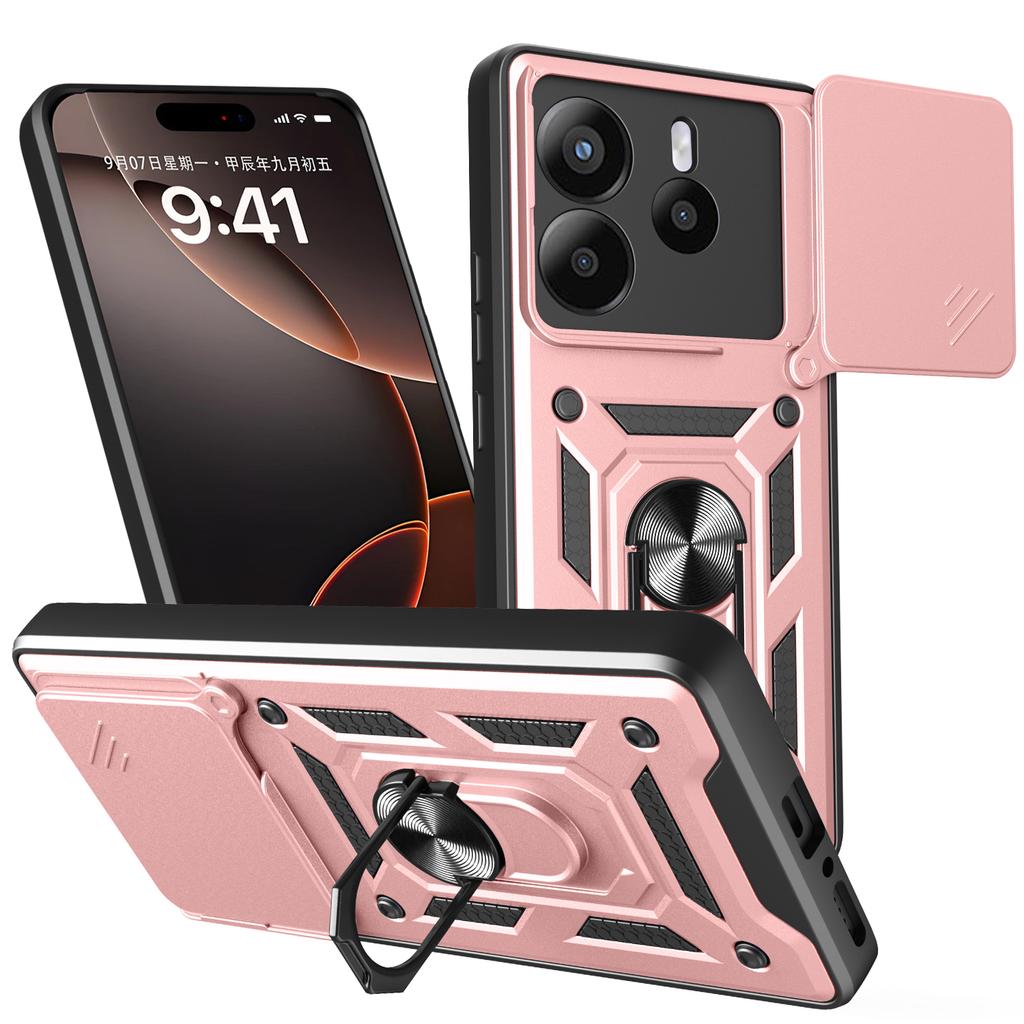 AMORUS For Xiaomi Redmi Note 14 5G Case Kickstand PC+TPU Phone Cover with Camera Lens Slider