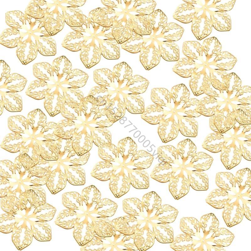Pack of 100 Hollow Flower Metal Embellishments for Home Decoration Stylish Headwear Accessories Jewelry Making Supplies AXYD