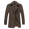 Men's Woolen Coats Fashion Thick Mid Length Trench Turn Down Collar Warm Business Casual Wool Coat