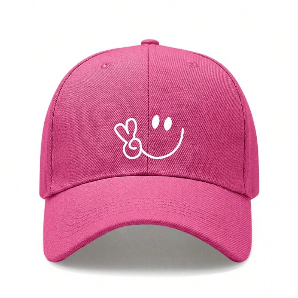 [ Baseball Cap] White  Face Print Polyester Adjustable Breathable Lightweight Curved Brim Casual Streetwear Daily Wear Baseball Hat - Dad Cap, Sun Hat