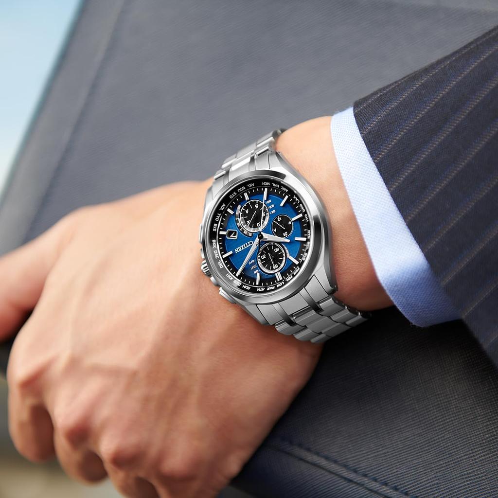 Citizen ATTESA AT8040-57L, Прямой полет, Аналоговый, Тонкий, Eco-Drive, Радиоуправляемый, Мужские
