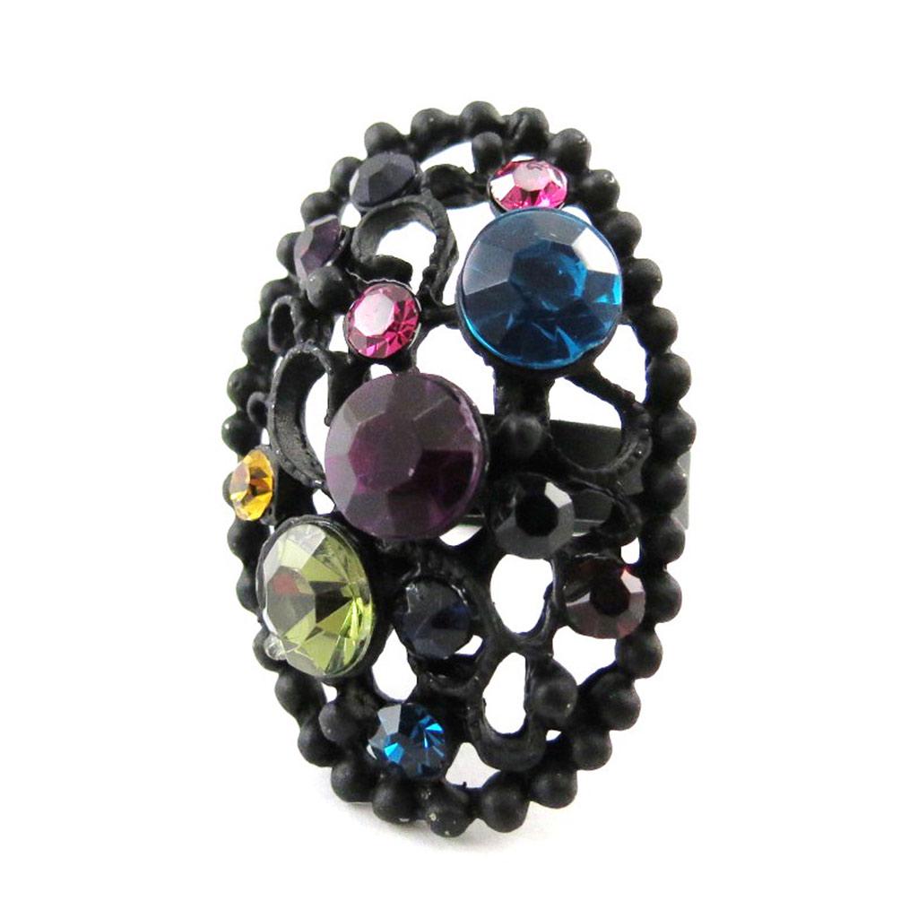 Les Trésors De Lily [J2042] - Дизайнерское кольцо "Сисси" черное разноцветное