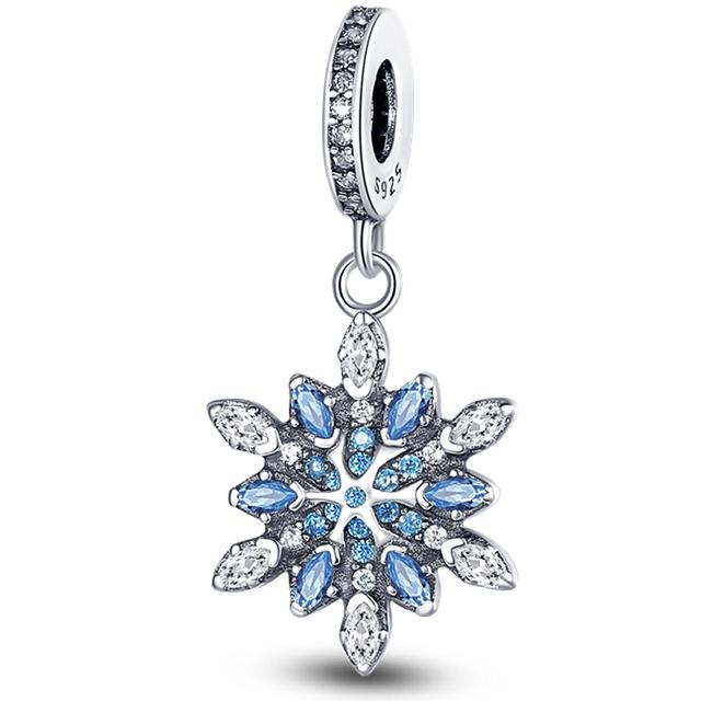 Рождественский подарок Подвески из бисера из стерлингового серебра 925 пробы Снежинка Лось Санта-Клаус Подвеска в виде рождественской елки Подходит для оригинального нового браслета Ювелирные изделия