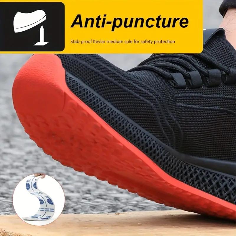Steel Toe Puncture Proof Safety Shoes Lightweight Slip Resistant Men's Work ShoesComfortable Breathable Sneakers Construction Working Boots