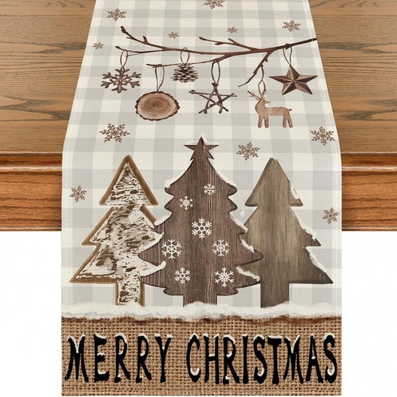 Праздничная скатерть-дорожка 'Снеговик' на рождественскую елку для дома, кухни, столовой, скатерть для украшения вечеринки