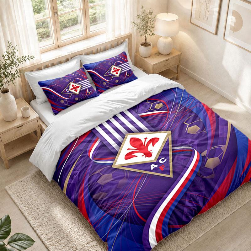 Bedding Set 1 Duvet Cover 2 Pillowcases Fiorentina FC Print Bedroom Home Decoration