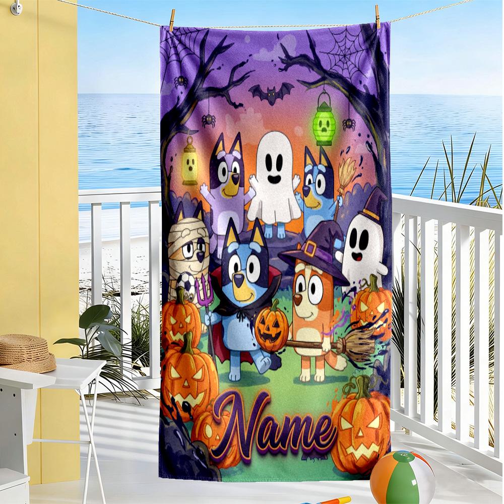Soccer Fun Bluey Personalized Name Beach Towel Quick-Dry Soft Microfiber Suitable for Sports Travel Swimming Yoga Bathroom Beach And Pool