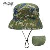 Camouflage mountaineering basin hat outdoor men's big head circumference bucket hat sun protection can be stored bionic camping jungle hat