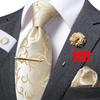 Hi-Tie Mens Silk Tie Set Brooch Pin Necktie Hanky Cufflinks Tie Clip for Business Wedding