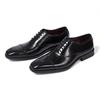Men's Classic Lace-Up Oxfords Genuine Leather Luxury Office Shoes Solid Cap Toe Wedding Party Formal Dress Footwear for Men