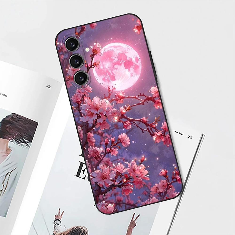 Pink Cherry Blossom Sakura Phone Case For Samsung S25,S24,S21,S22,S23,S30,Ultra,S20,Plus,Fe,Lite,Note,10 Black Soft Shell