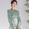 Women Ming Dynasty Hanfu Set Floral Bird Mamian Skirt Jacquard Plane Sleeve Top Traditional Chinese Outfit