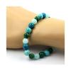Pierres et Minéraux. Bracelet Perles Angélite + Malachite + Turquoise + Chrysocolle 8 mm. Fabriqué en France.
