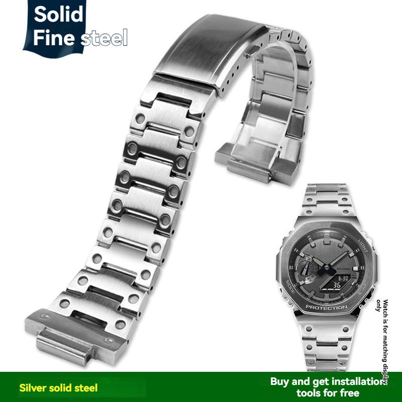 16 мм Нержавеющая сталь Ремешок для часов Casio G-SHOCK GBM-2100/GM-2100/GA-2100 Ga2100 Металлический Восьмиугольный Браслет Замена Ремешка для часов