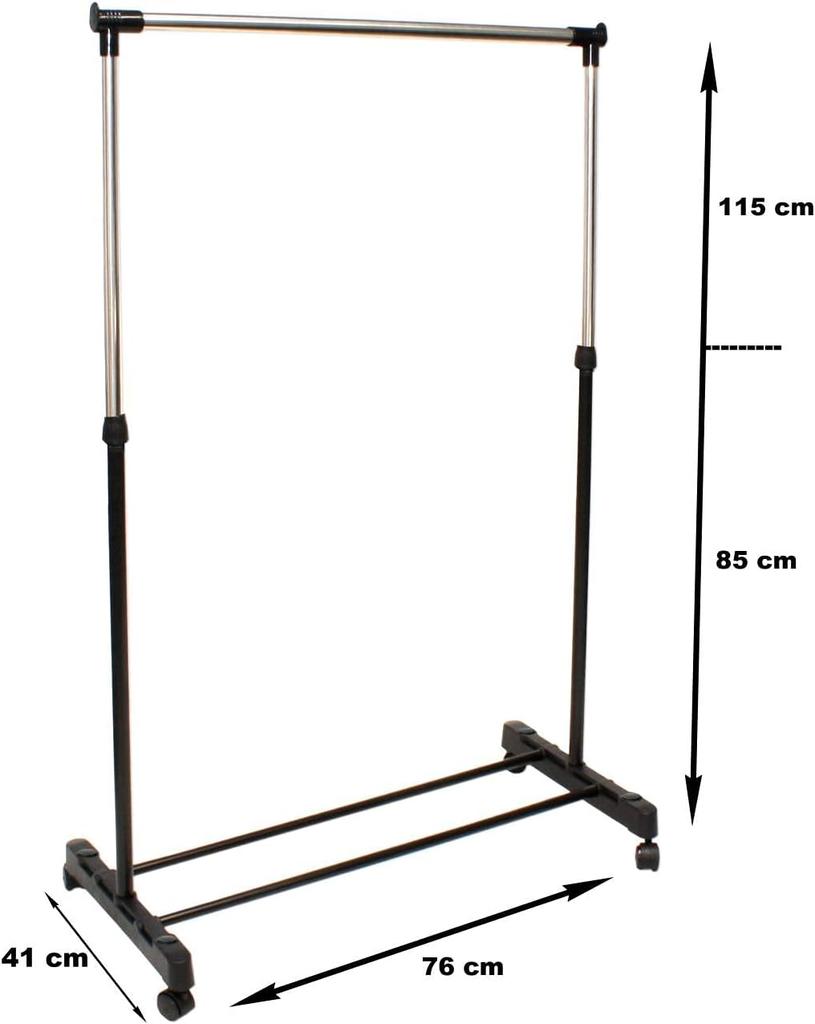 Вешалка для одежды Nyana Home Basic на колесах 92x75x42 см, выдвигается до 155 см