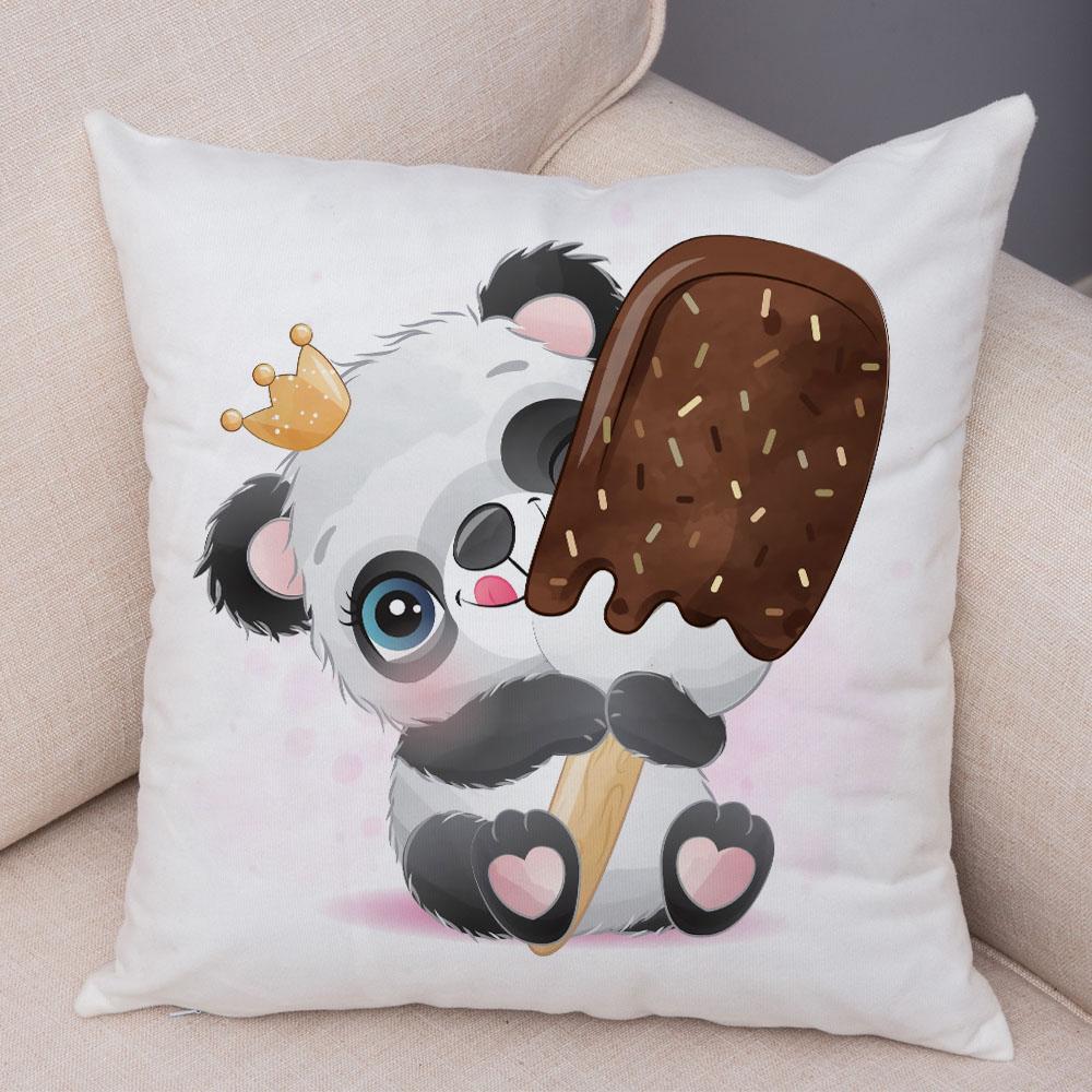Детская комната, диван, украшение для дома, автомобиля, милая наволочка с изображением животных, мягкая плюшевая подушка с рисунком китайской панды