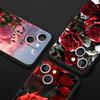 Роскошный Чехол Для Телефона Apple iPhone 11 15 14 Pro MAX 12 13 7 8 Plus X XR XS MAX SE Черный Чехол Funda Красивые Красные Розы