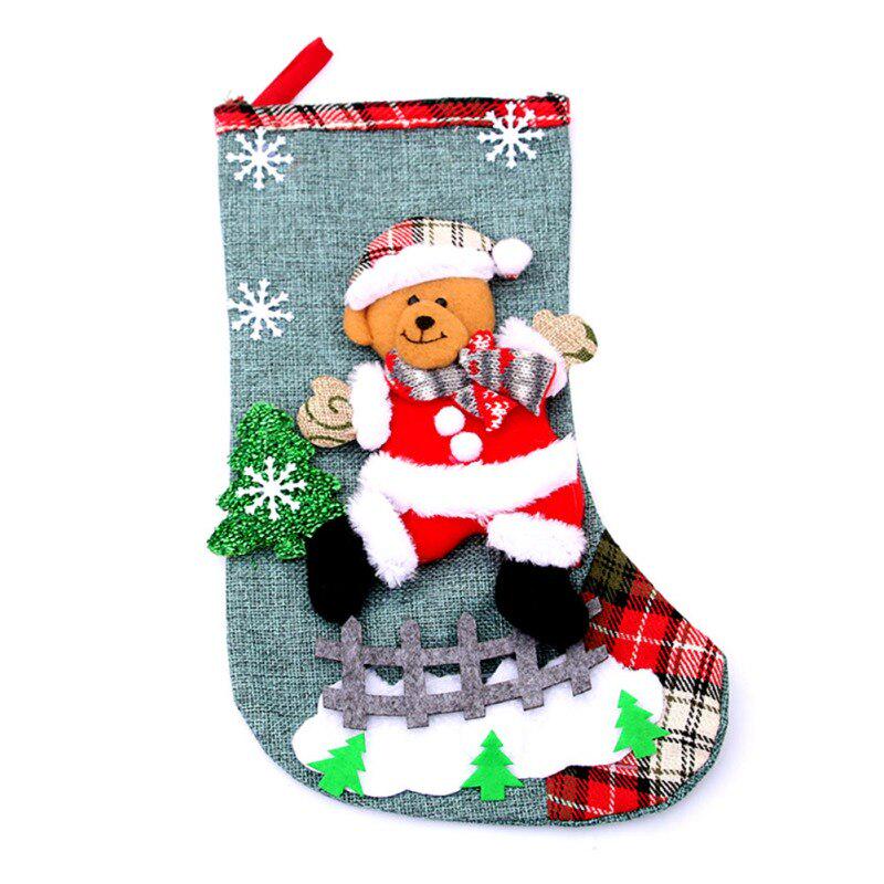 Linen Large Size Christmas Stocking Gift Holders Holiday Party Christmas Fireplace Decorations
