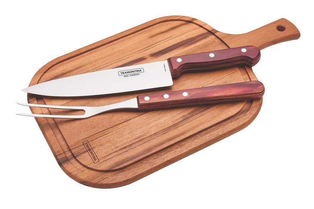 Набор разделочных досок для барбекю TRAMONTINA для нарезки, 3 штуки (Нож для барбекю, вилка, доска)