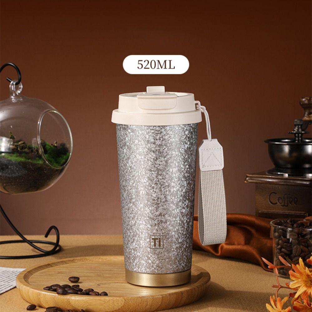 Double-drink Luxury Titanium Cup Large Capacity Vacuum Water Bottle Portable Thermos Flask