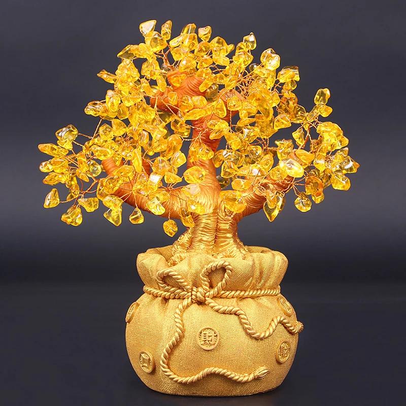 Feng Shui Citrine / Citrine Money Tree & Citrine Tree, Faucet Crystal Tree / Chinese Dragon Fortune Crystal Tree / Gift Tree
