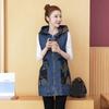 Hooded Denim Jacket Denim Coat Spring and Autumn Mid-length Vest Jacket Women