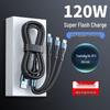 66W Braided Three-in-One Type-C Fast Charging Cable for Huawei