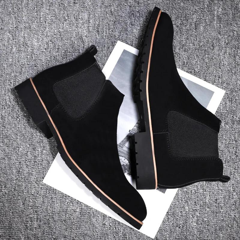 Модные Новые Мужские Ботинки Челси Роскошный Бренд Деловые Мужские Ботинки Повседневные Ботильоны Для Мужской Обуви Высокое Качество Британский Стиль Платье Hombre