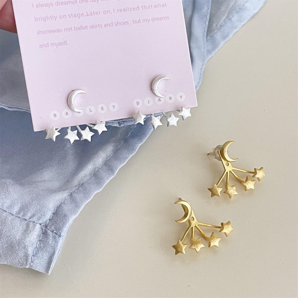 Золотая Звезда Луна Серьги Пусеты Серебро Висячие Звезды Пусеты Отпуск