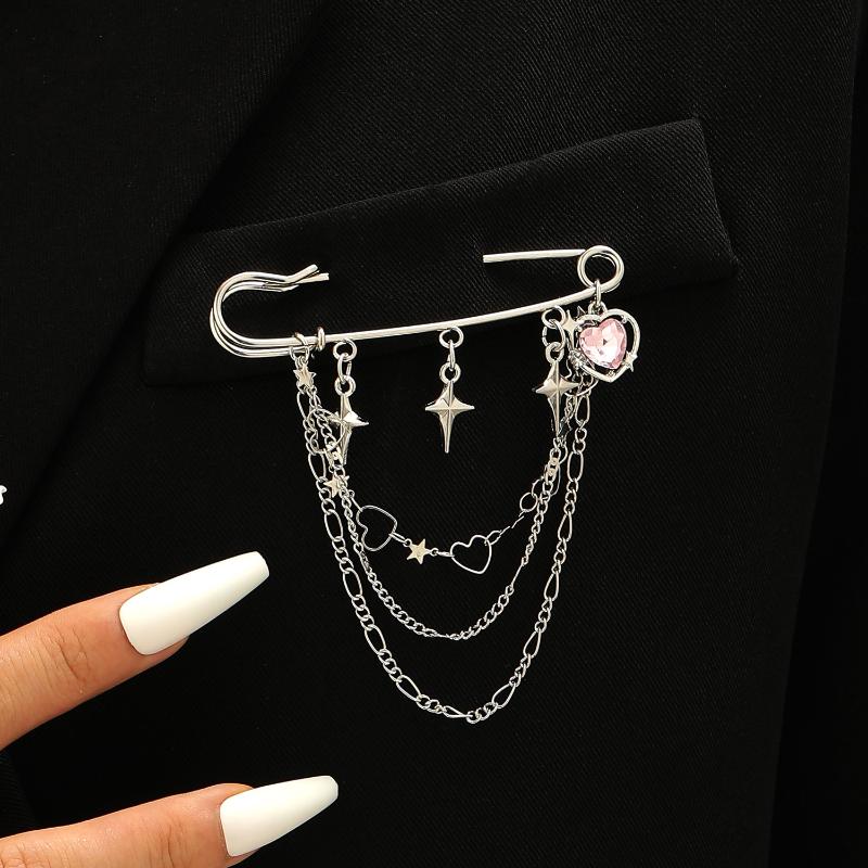 Панк Брошь с кисточкой Любовь Бабочка Цепь Скрепка Многоэлементная Ретро Цепь для брюк Крутые Хип-хоп Готические Броши Аксессуары