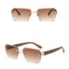 Photochromic Sunglasses Men Women Rimless Square Sun Glasses Leopard Head Metal Frame UV Protection Outdoor Sunscreen Eyewear