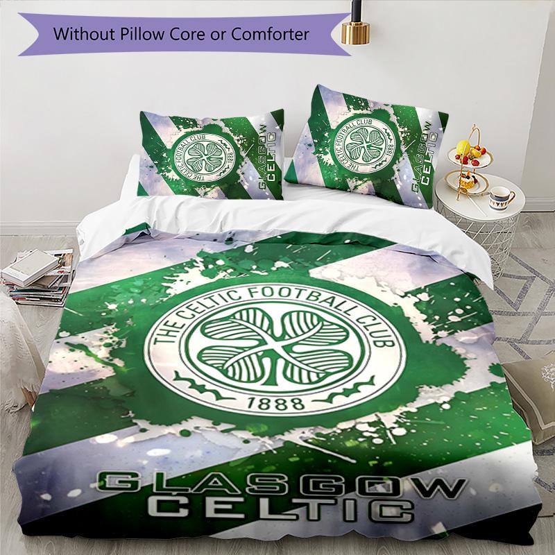 Celtic FC 3pcs Bedding Set Duvet Cover Closure Includes 1 Duvet Cover & 2 Pillowcases for All Seasons Bedroom Home Dorm Decor