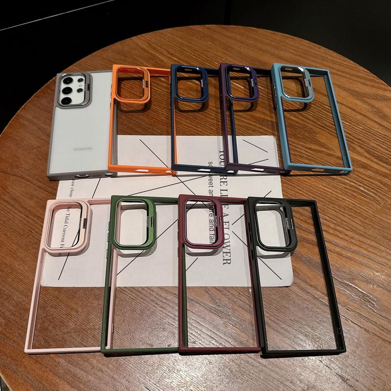 Металлическое кольцо для объектива, защитный чехол-подставка для Samsung Galaxy S24 S23 S22 Ultra Plus FE, защитное стекло для объектива камеры, прозрачная крышка