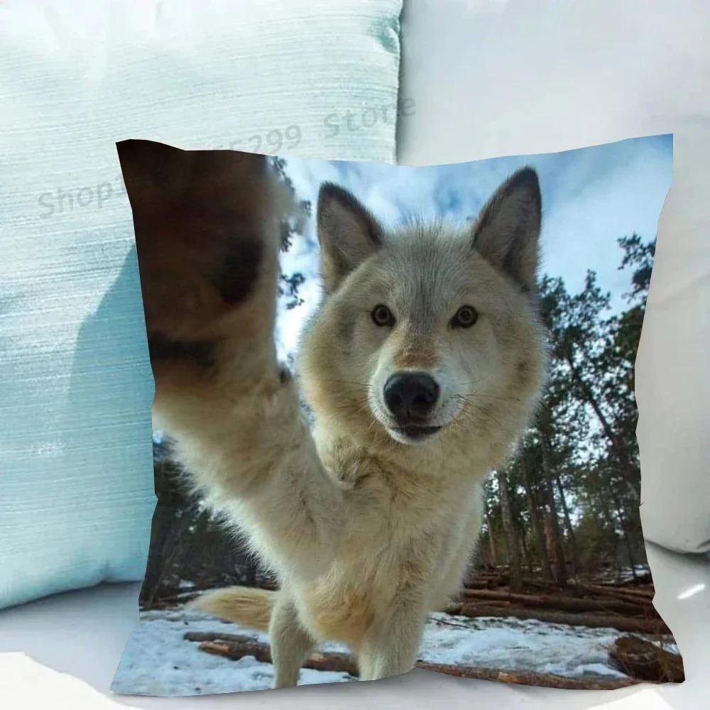 pc Majestic Wolf Print Pillowcase Set Polyester NonEmbroidery Cushion Covers for Sofa Bed Man Cave Home Decor