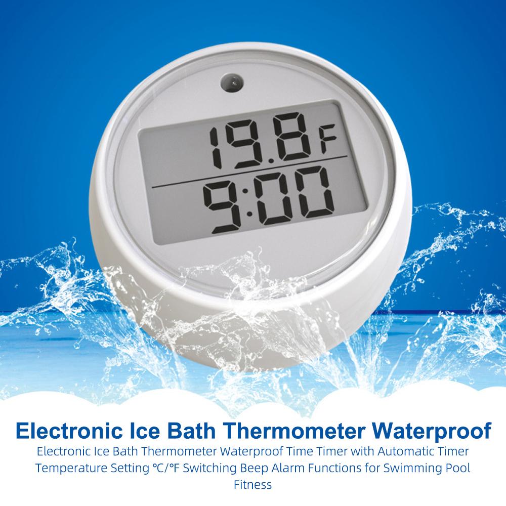 1PC Ice Bath Thermometer with High and Low Temperature Alarm Timer Floating Thermometer IP67 Waterproof Float Pool Thermometer