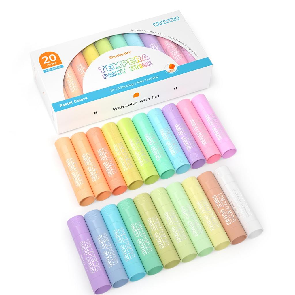 Shuttle Art Tempera Pastel for Art Art Celebration Crayons, 20-Color Set, Quick-Drying, Water-Washable, Retractable, Safe, Washable, Break-Resistant,