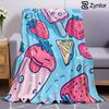 Fruit Popsicle Cartoon Anime Print Flannel Blanket Soft Warm Throw for Kids Bedroom Sofa Bed Christmas Office Car